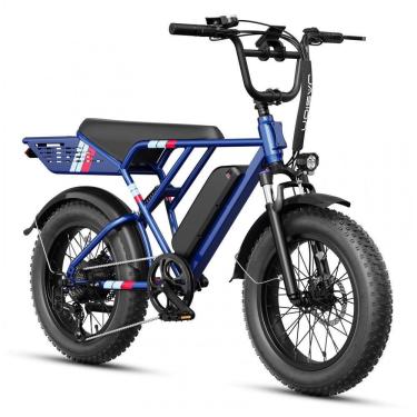 Imagem de Bicicleta elétrica Jasion RetroVolt azul pneus 20x4 suspensão dupla motor 2000W pico ba...
