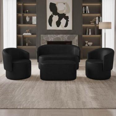 Imagem de Namoradeira com 2 Poltronas e Puff Orgânico Malu Max Sintético PU M11 