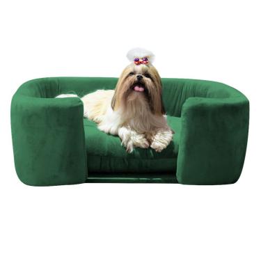 Imagem de Cama Pet Poltrona Hannah Luxo Suede Veludo Verde SSX Multicoisas