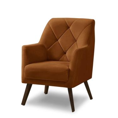 Imagem de Poltrona Decorativa Magali Para Recepção Veludo Espuma D23 Laranja Lansof Brasil