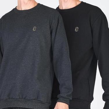 Imagem de Kit 2 Casacos de Moletom Basic Masculino - Shenus, M, Preto, Chumbo