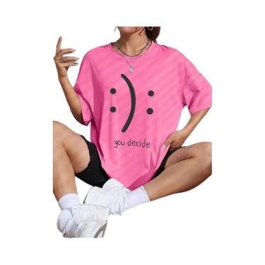 Imagem de Camiseta Casual Feminina De Algodão Com Estampa Harajuku, Estilo Hip H