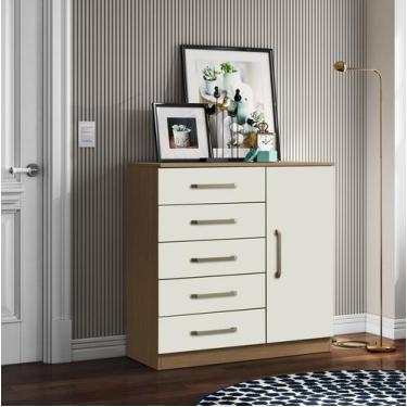 Imagem de Cômoda Sapateira Milão 1 Porta 5 Gavetas - Atacama/ Off White Aramóvei