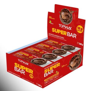 Imagem de Barra De Proteína Super Bar Dark Chocolate 45G Topway Kit 12-Unissex