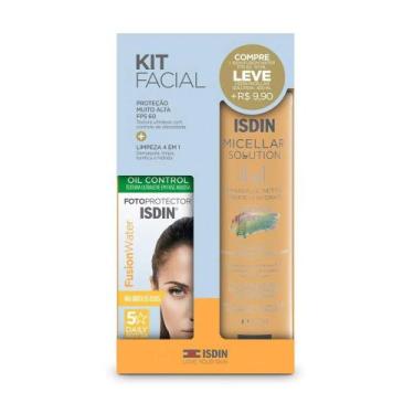 Imagem de Kit Facial Protetor Solar Fusion Water + Água Micelar 4 em 1 Isdin Fus