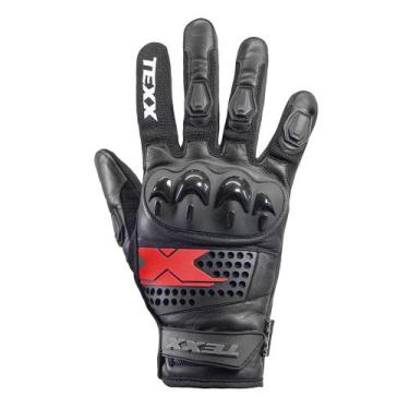 Imagem de Luva Texx Old Shoot Moto Masculina Preta Vermelha Urbana, XL/GG