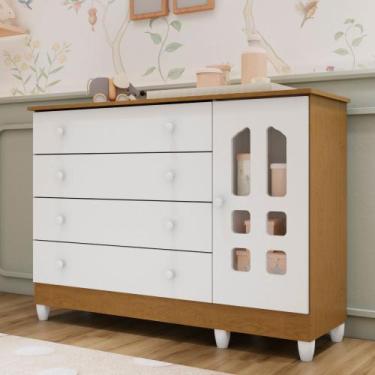 Imagem de Cômoda Infantil 4 Gavetas com Porta Fraldário Gran Selena 100% MDF - C