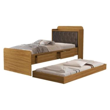 Imagem de Bicama Solteiro Capitone 220X98 cm Com Bau E Cama Auxiliar MDF Decmade