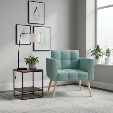 Imagem de Poltrona Sala Decorativa Elisa Pé Palito Natural Cotelê Ext/Veludo D03