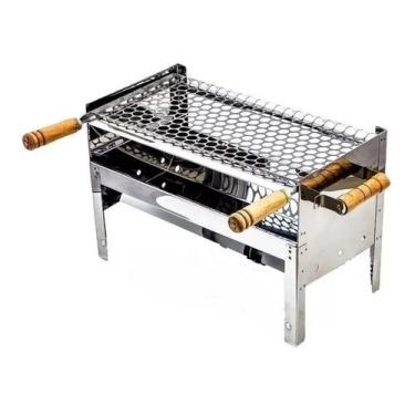Imagem de Churrasqueira Portatil Inox Carvao com Grelha  - Churrasqueira Inox