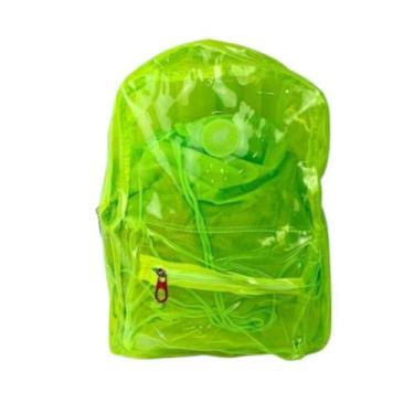 Imagem de Mochila Transparente Neon Juvenil Feminina Escola Praia Piscina verdel