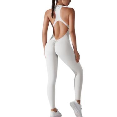 Imagem de Macacão Fitness Empina Bumbum Zíper Frontal Costas Decote em V Push Co