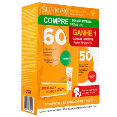 Imagem de Kit Protetor Solar Sunmax Intense FPS 60 120g e Ganhe Sunmax Sensitive