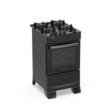 Imagem de Fogão de Piso 4 Bocas a Gás Atlas Atenas Mesa de Vidro Acendimento Automático Preto Bivolt