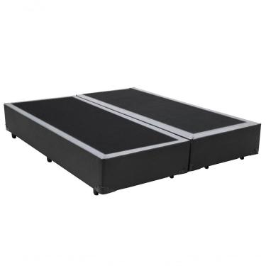 Imagem de Cama Box Casal Bipartido Sintético Cinza 40x138x188 com Estrutura em Madeira e Pés Home...
