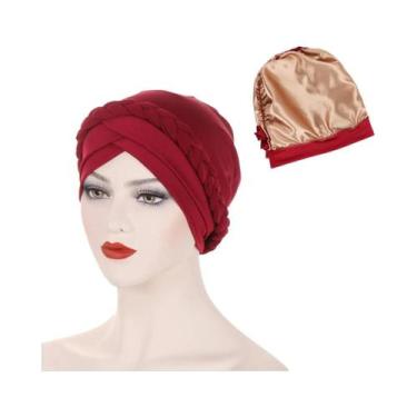 Imagem de Turbante Muçulmano Feminino Forrado Em Cetim, Touca Islâmica Interna P