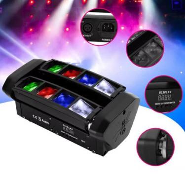 Imagem de Mini Refletor LED 8 Feixes 40W RGBW Spider DMX512 Luz de Palco Festa B