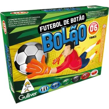 Imagem de Futebol de Botão Bolão 6 Times Conjunto Completo com 10 Botões Goleiros Redes e Bolas Gulliver