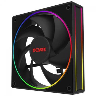 Imagem de Cooler Para Gabinete PCYes Vision Black Vulcan, ARGB, 120mm, Preto, FV