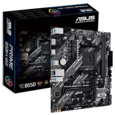 Imagem de Placa Mãe Asus Prime B550M-K ARGB com Suporte Ryzen Pcie 4.0 e Iluminação ARGB Preto 24.4CM