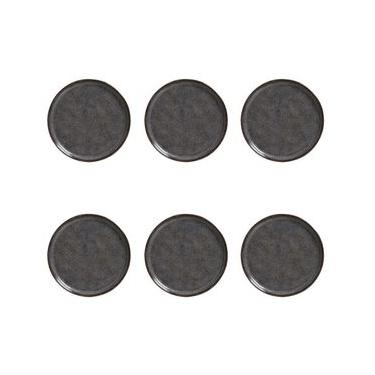 Imagem de Conjunto de Pratos de Sobremesa 6 Peças Bio Titanium em Cerâmica Stoneware Azul Marinho e Marrom