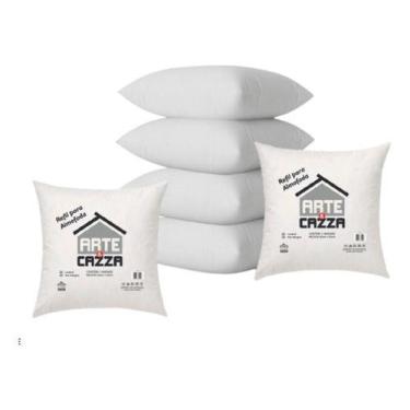 Imagem de Kit 6 Refil Enchimento Almofada 50x50 M Alta Fibra Silicone Branco Lis
