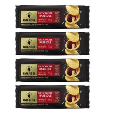 Imagem de Kit 04 Snack De Arroz Sabor Churrasco Kalassi Pacote 100g
