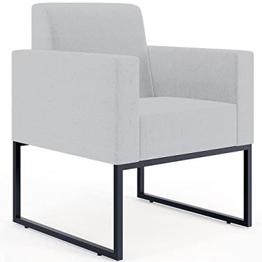 Imagem de Poltrona Decorativa Para Sala Estar E Recepção Base Fixa De Metal Helô L02 Linho Cinza - Lyam Decor