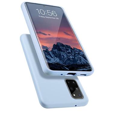 Imagem de E Segoi Capa para Samsung Galaxy S20 Plus de 6,7 polegadas, S20+ capa de borracha de gel de silicone líquido à prova de choque, almofada de forro de tecido de microfibra macia compatível com Samsung S20 Plus (azul roxo)
