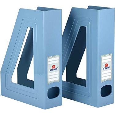Imagem de Acrimet Porta Revistas Classic Line – Organizador para Estantes, Armários e Prateleiras, Cor Azul Sólido 2 Peças, 277.AO