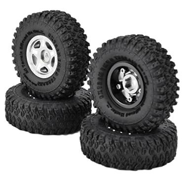 Imagem de Jantes de liga de alumínio, resistente Boa aderência Durável Controle remoto de pneus de carro com amortecimento forte para modelos Axial SCX24 90081 AXI00001 AXI00002 1/24(Titânio)