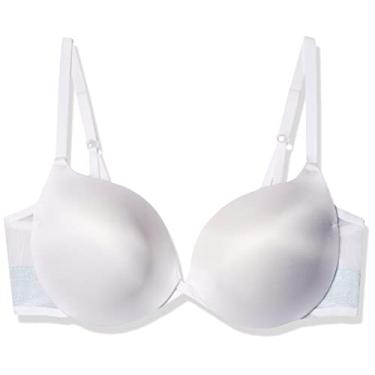 Imagem de Maidenform Sutiã com aro, melhor sutiã push-up com tecnologia Wonderbra, sutiã com acabamento de renda suave com bojos push-up, Whimsy branco/azul, 40D