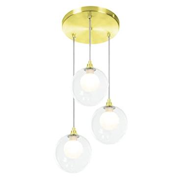 Imagem de Lustres Pendentes Triplo Harmony Bolinha Dourado