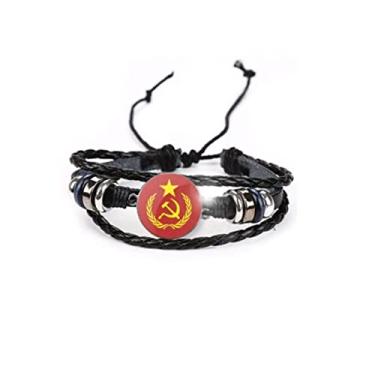 Imagem de Pulseira Bandeira Do Comunismo Karl Marx Foice e Martelo Unissex e Ajustável