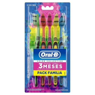 Imagem de Escova Dental Oral-B Color Collection Pack Familia 5 Unidades