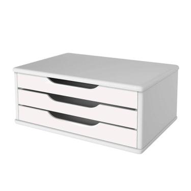 Imagem de Suporte para TV/Monitor de Mesa - com 3 Gavetas - Branco - 3343