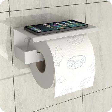 Imagem de Porta Papel Higienico Com Suporte Para Celular Branco ELG