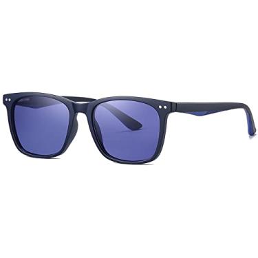Imagem de Óculos de sol polarizados para homens, moda feminina, armação quadrada, raios retrô clássicos, designer, óculos de sol para condução, óculos de proteção UV400, azul azul, pacote B