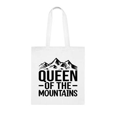 Imagem de Sacola Queen Of The Mountains, presente divertido, bolsa de ombro, bolsas reutilizáveis, cesta de Natal de aniversário, ideia de presente, Branco
