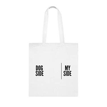 Imagem de Sacola lado do cachorro meu lado, presente para cachorro, presente para cachorro, aniversário de cachorro bolsa de ombro para cachorro, bolsa reutilizável para cachorro, Branco