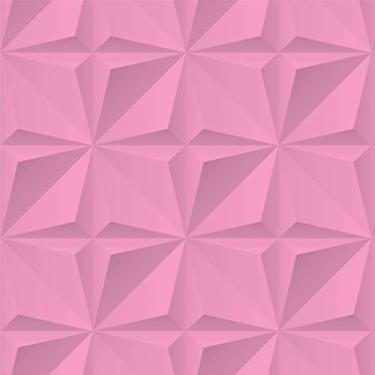 Imagem de Papel de Parede Adesivo Geométrico Efeito Gesso 3D Rolo 1m Diversas Cores Geométrico 3D:Rosa Bebê