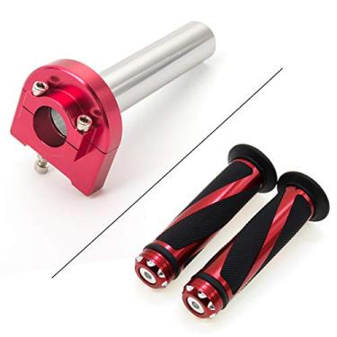 Imagem de Suporte de guidão para motocicleta Krace de 2,7 cm com controle de alavanca motorizado de tubo de torção rápida CNC anodizado paraKrace vermelho KR-118-044