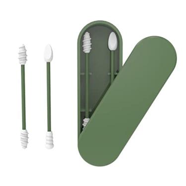 Imagem de Kiboule Cotonetes de silicone em bastão, reutilizáveis, portáteis e laváveis, cotonetes para limpeza de ouvidos, maquiagem, 2 peças