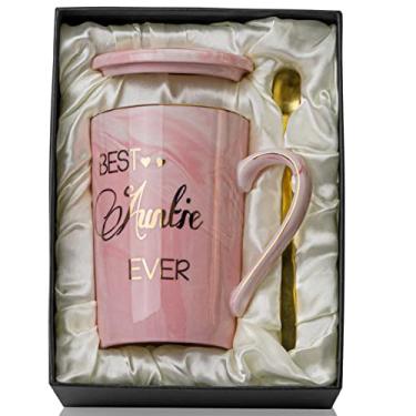 Imagem de Presentes de tia de Niece e sobrinho – Caneca divertida para tia, para tia, rosa, mármore, cerâmica, 355 ml