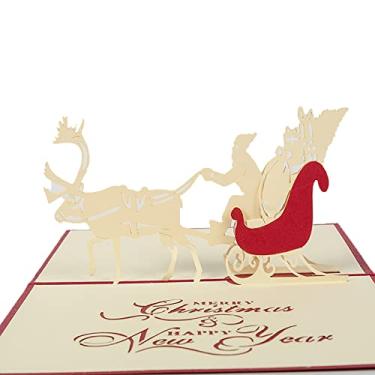 Imagem de Yajun Cartões pop-up 3D artesanais árvore de Natal cartão tridimensional cartão de aniversário cartão postal ideal em Natal, ano novo, B