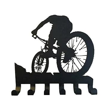 Imagem de BlingGlow Rack de engrenagem de bicicleta de montanha decoração de parede de metal para bicicleta de bicicleta gancho de chave, ganchos adesivos grandes, ferro