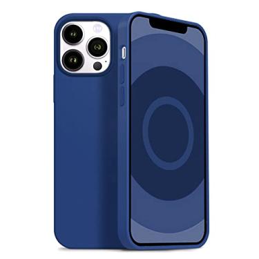 Imagem de Capa de silicone líquido para iphone 14 13 pro max à prova de choque para iphone 13 12 mini 11 pro telefone capa protetora macia, azul marinho, para iphone12 promax