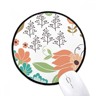 Imagem de Tapete de rato branco laranja flor planta pintura de mouse pad desktop escritório tapete redondo para computador