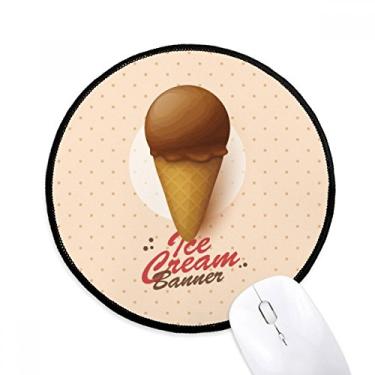 Imagem de Mouse pad marrom chocolate sorvete cone mesa escritório tapete redondo para computador