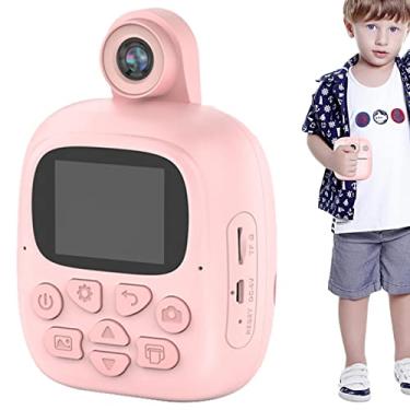 Imagem de Câmera com impressão instantânea – Câmera vídeo e selfie, tela 2 polegadas, câmera selfie infantil com papel impressão, câmera brinquedo infantil rosa e azul para crianças Zekkle